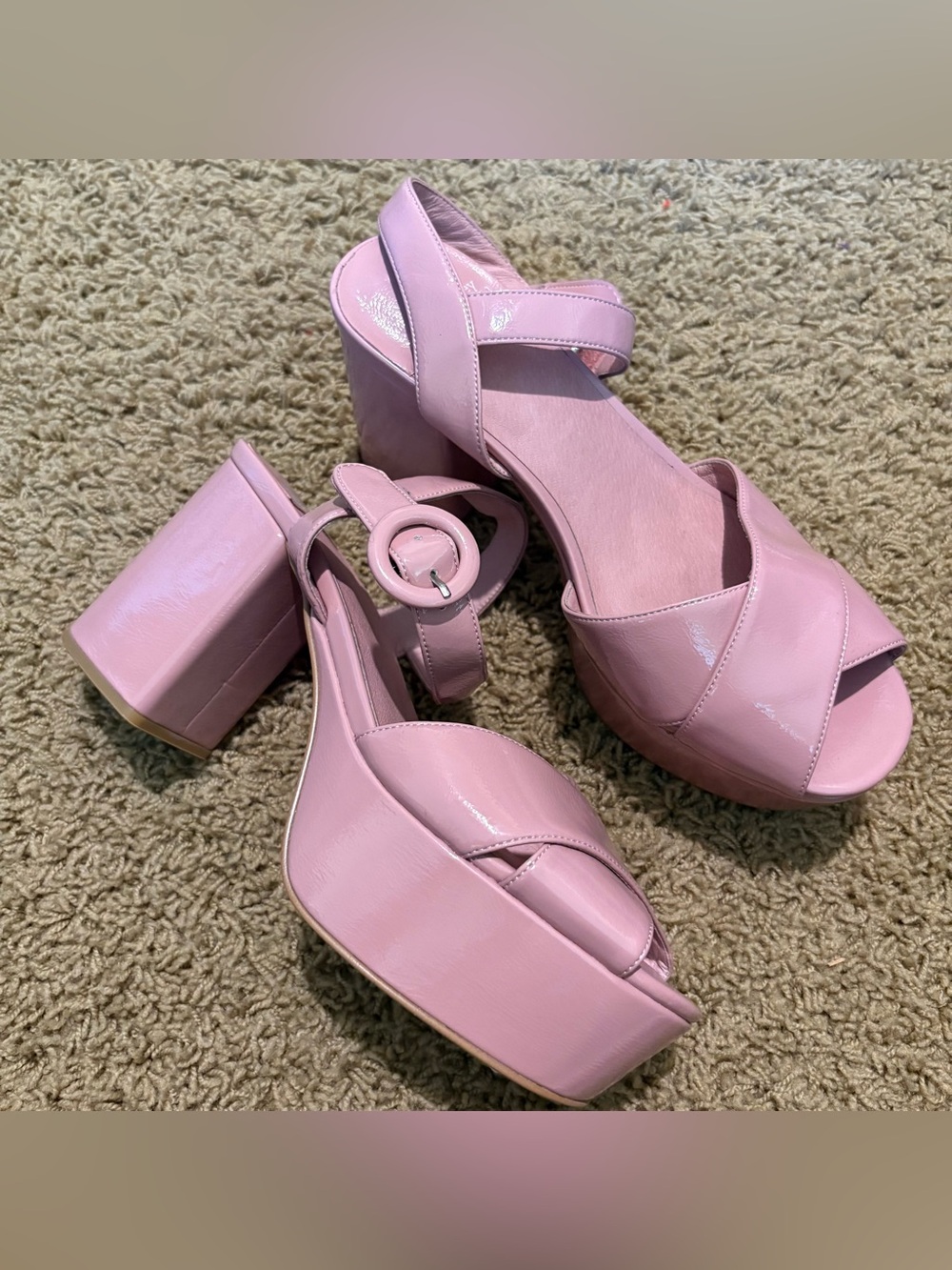 jeffrey campbell Women’s Pink Platform Block Heel Sandals size 8